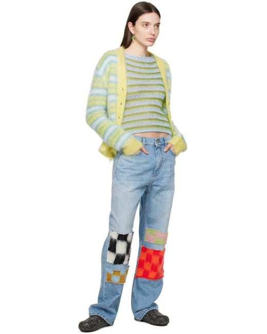 Marni Multicolor Yellow & Blue Striped Cardigan