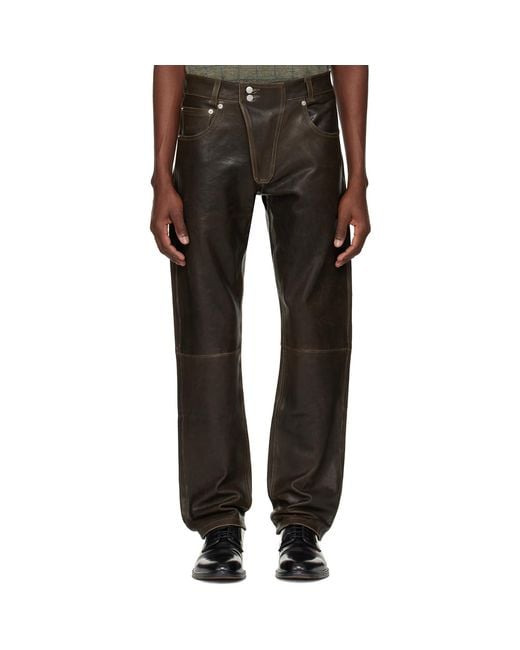 Enfants Riches Deprimes Black Moto Fly Straight Leg Leather Pants for men