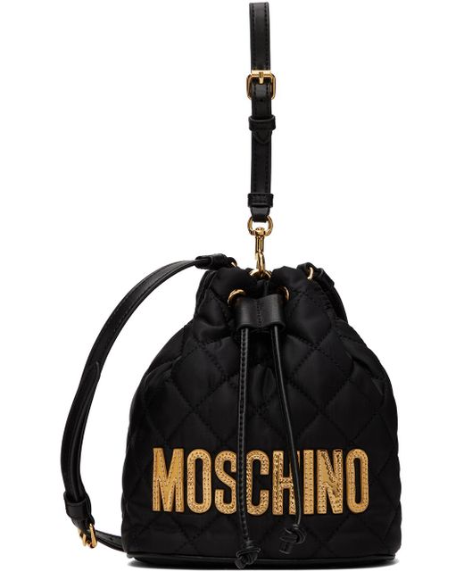 Moschino Black Quilted Logo Pouch