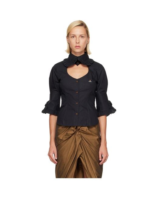 Vivienne Westwood Black S/S Toulouse Frill Shirt