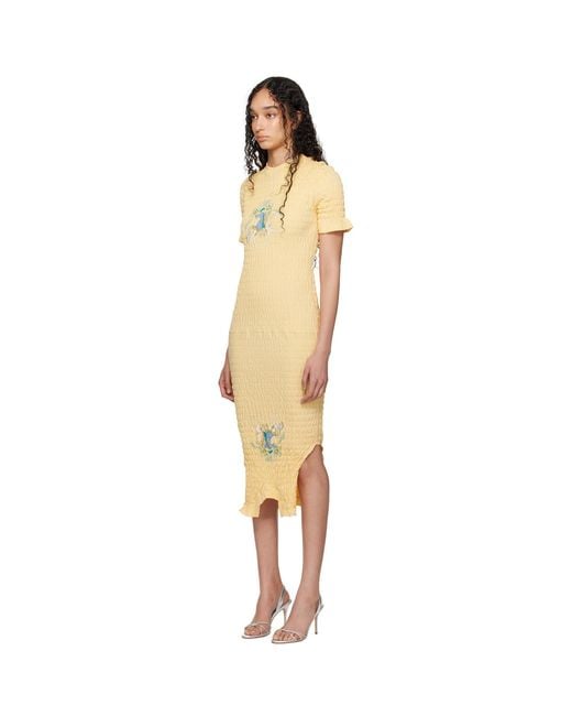 Conner Ives Black Ssense Exclusive Shirred T-Shirt Midi Dress