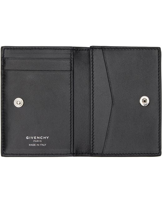 Givenchy Black Flap Grained Leather Card Holder for men