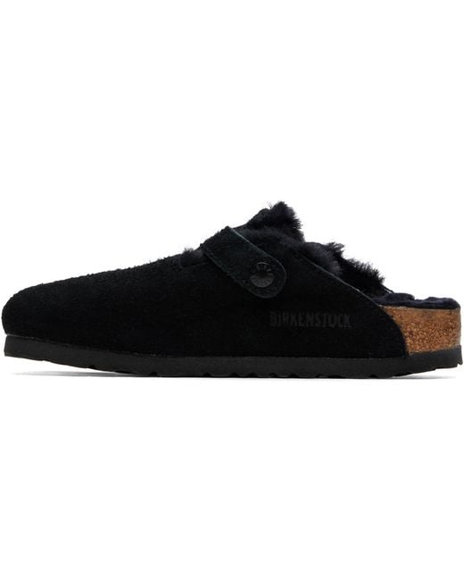 Birkenstock Black Narrow Boston Shearling Loafers