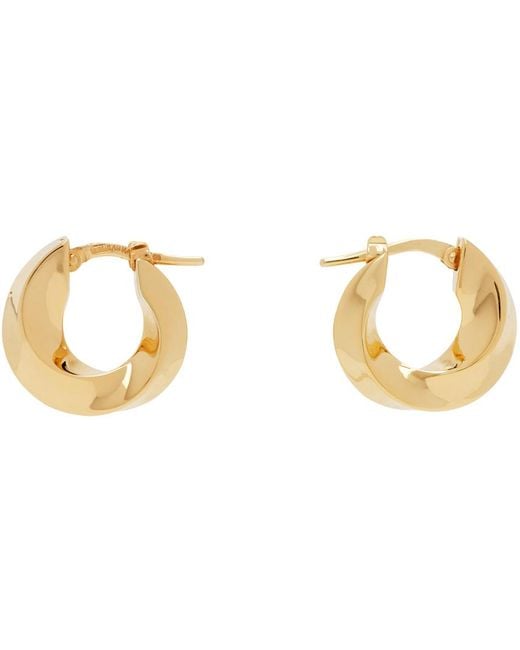 Bottega Veneta Black Gold Small Twist Hoop Earrings