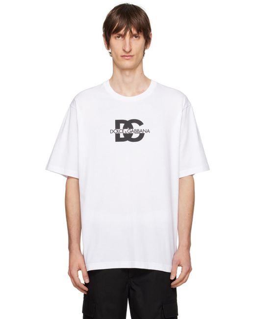 T-shirt blanc à logos imprimés Dolce & Gabbana pour homme en coloris White