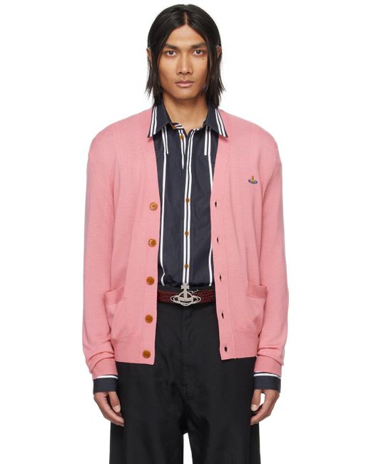 Vivienne Westwood Pink Y-neck Cardigan for men