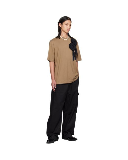 Simone Rocha Black Drawstring Knee Pleat Cargo Pants for men