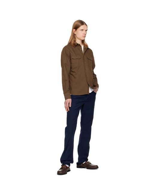 Tom Ford Black Cotton Linen Drill Military Shirt for men