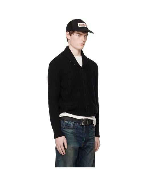RRL Black Cashmere Shawl-Collar Cardigan for men
