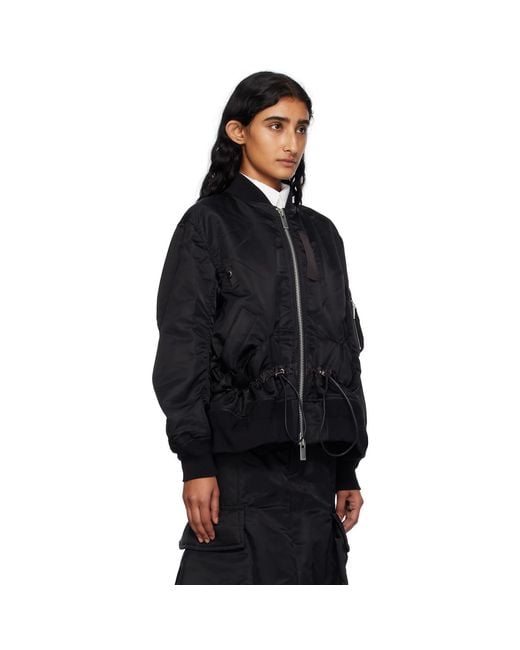 Sacai Black Nylon Twill Blouson Bomber Jacket