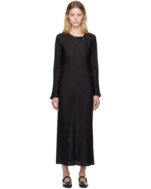 Baserange Black Dydine Long Sleeve Maxi Dress