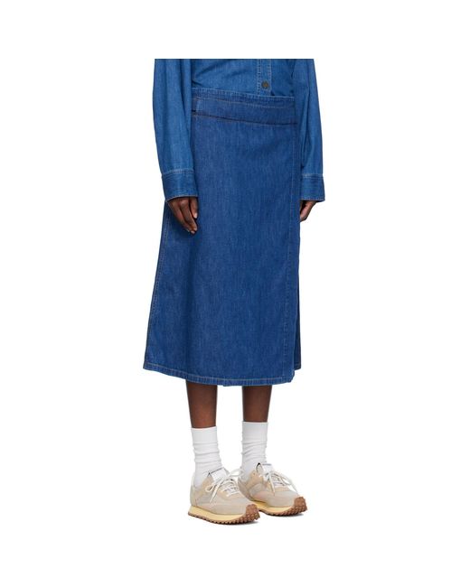 Studio Nicholson Blue Wrap Denim Midi Skirt