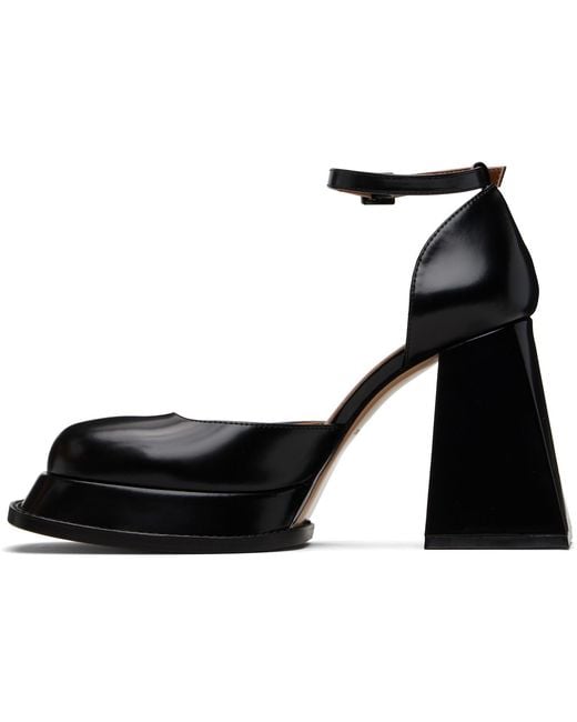 ShuShu/Tong Black Round Toe Strap High Heels