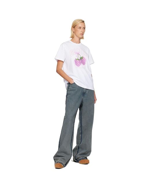Ganni White Raspberry T-Shirt