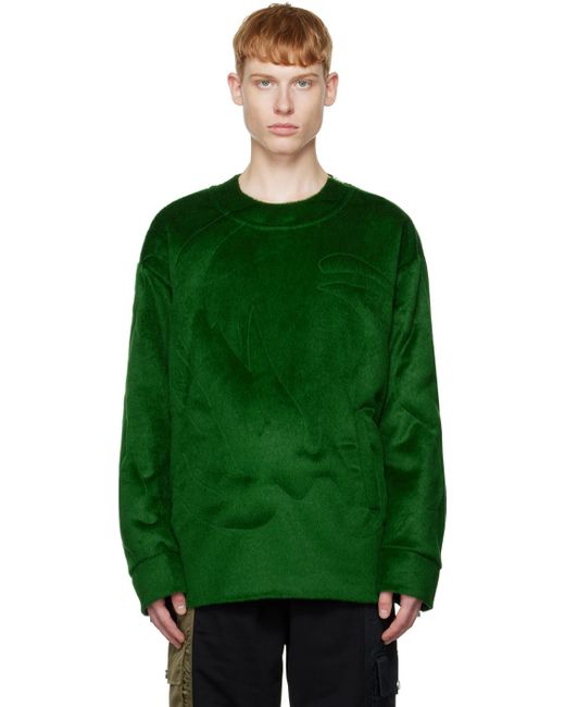 Feng Chen Wang Green Paneled Down Sweatshirt for men