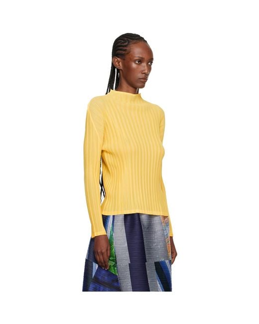 Pleats Please Issey Miyake Yellow Rib Pleats January Top