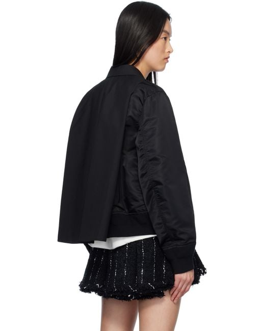 Sacai Black Suiting & Nylon Twill Bomber Jacket