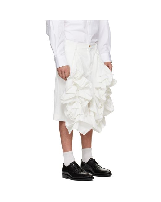 Comme des Garçons White Polyester Heavy Kersey Shorts for men