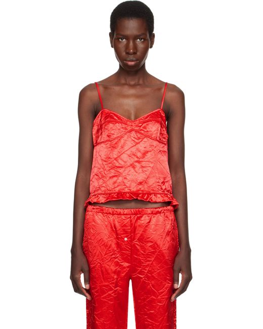 MERYLL ROGGE Red Creased Satin Slip Camisole