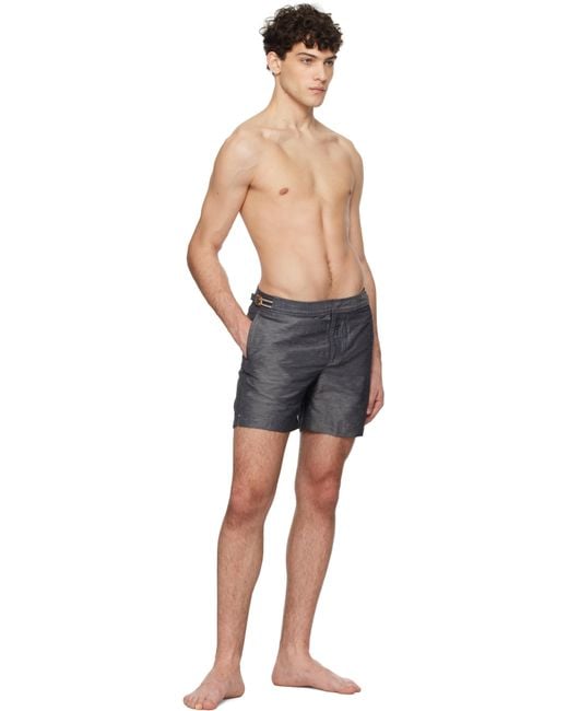 Orlebar Brown Blue Bulldog Linen Swim Shorts for men