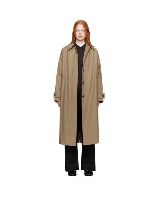 Studio Nicholson Black Taupe Holin Technical Cotton Trench Coat