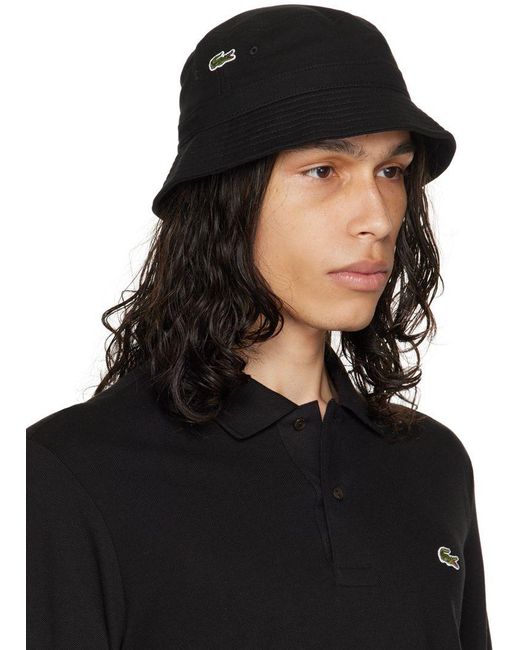 Lacoste Black Croc Centered Bucket Hat for Men | Lyst