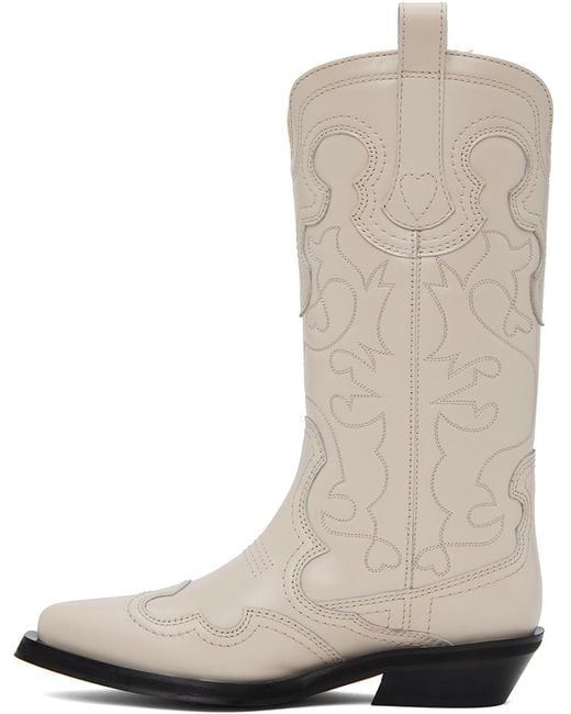 Ganni Natural Western Boots