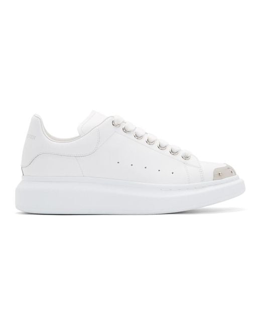 Alexander McQueen White And Silver Toe Cap Oversized Sneakers for men
