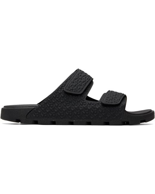 HUGO Black Monogram Riptape Strap Sandals for men