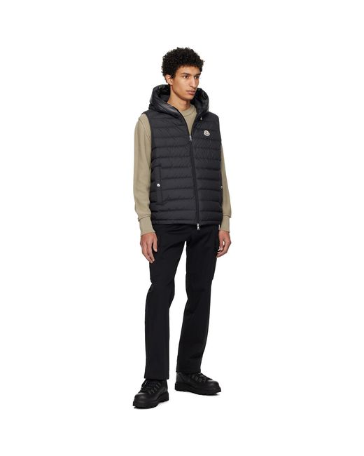 Moncler Black Bourget Hooded Down Vest for men