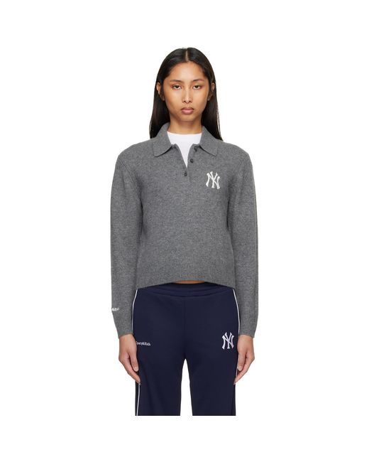 Sporty & Rich Gray Sportyrich Heritage Yankees Serif Cashmere Polo