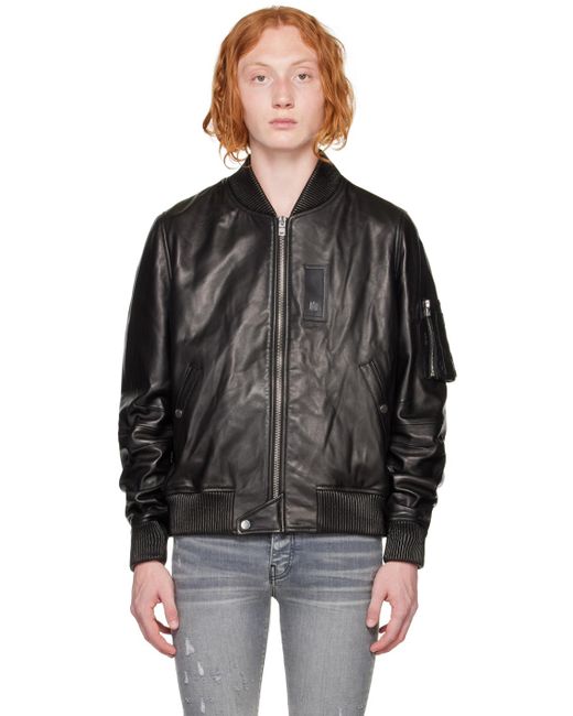 Amiri Satin Bomber Leather Jacket in Black for Men | Lyst UK