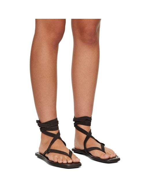 St. Agni Brown Suede Tie Up Sandals