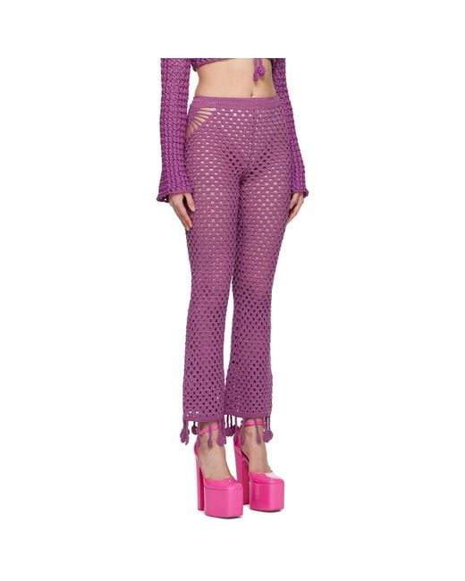 Moschino Purple Crocheted Casual Pants