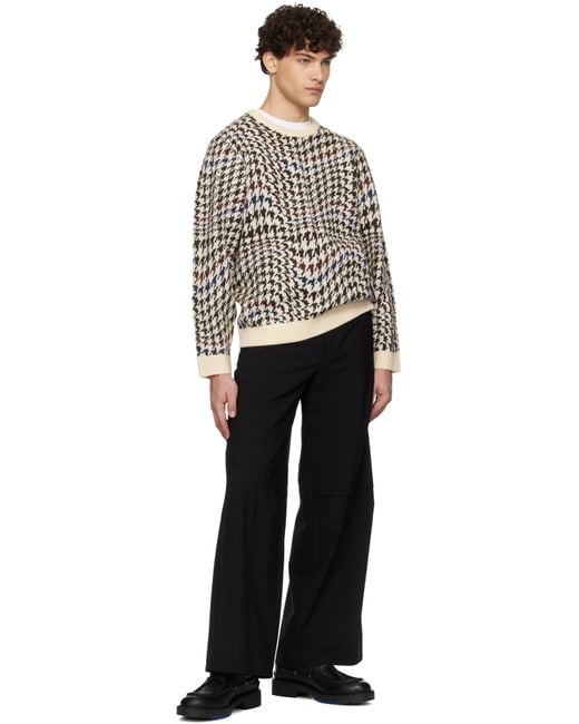 Dime Black Off- Houndstooth Knit Sweater for men
