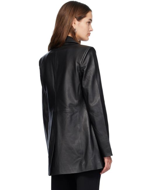 Veston noir en cuir à poches à rabat St. Agni en coloris Black