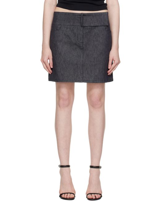 Courreges グレー ベルト デニム ミニスカート Black