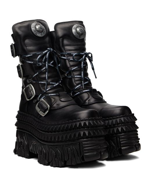 Vetements Black New Rock Edition Lace Up Boots