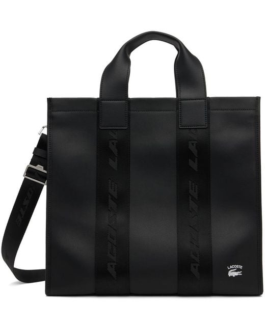 Lacoste Black Contrast Print Tote for men