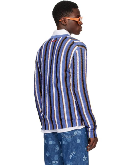 Marni Blue Striped Cardigan for men