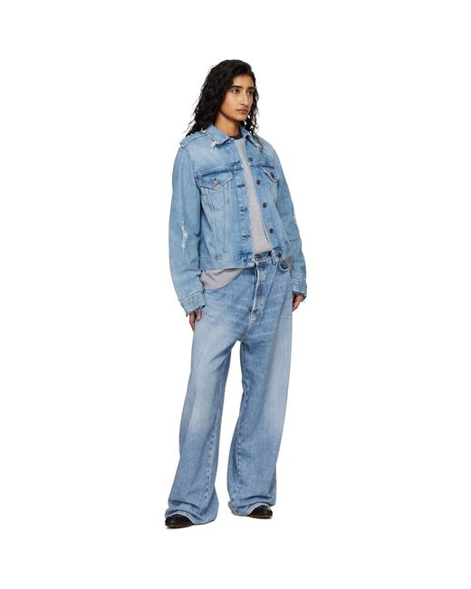 Acne Blue Distressed Denim Jacket