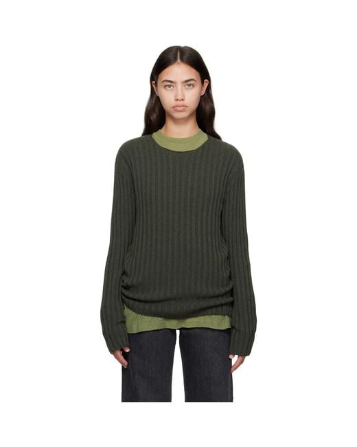 Acne Black Ribbed Crewneck Knit Sweater
