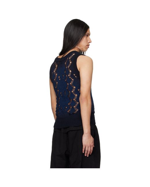 Egonlab Blue Textured Knit Tank Top for men