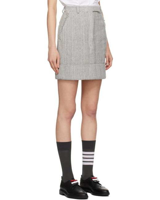 Thom Browne Black Gray Frayed Miniskirt