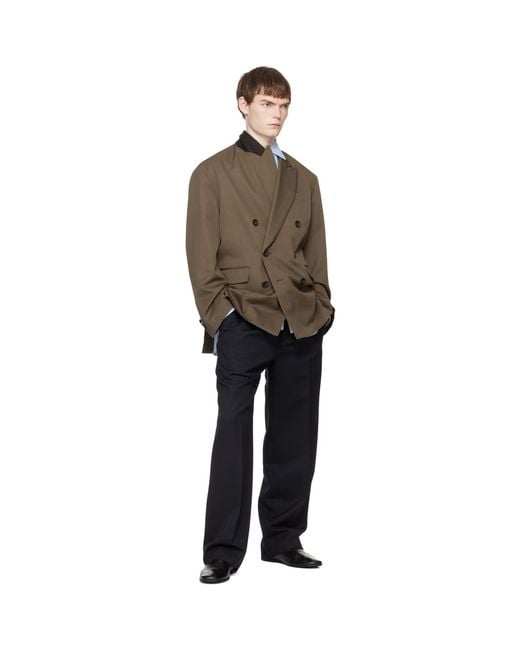 Ssstein Wool Kersey Straight Trousers in Black for Men | Lyst UK