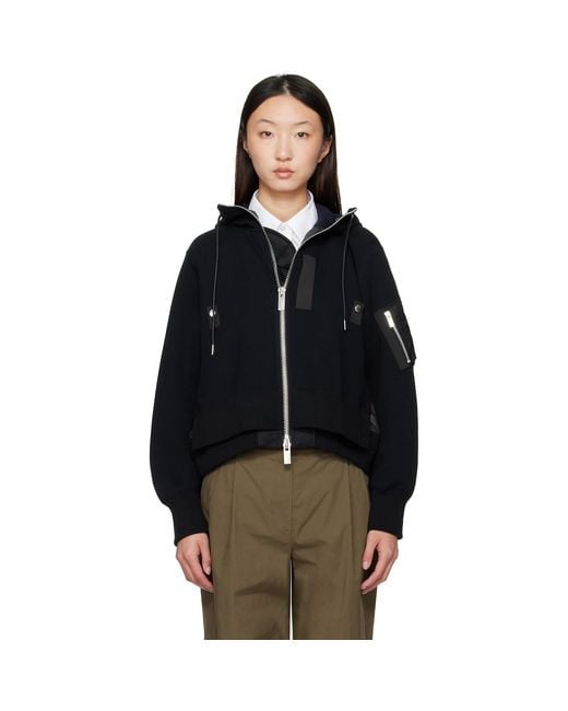 Sacai Blue Sponge Sweat X Nylon Twill Hoodie