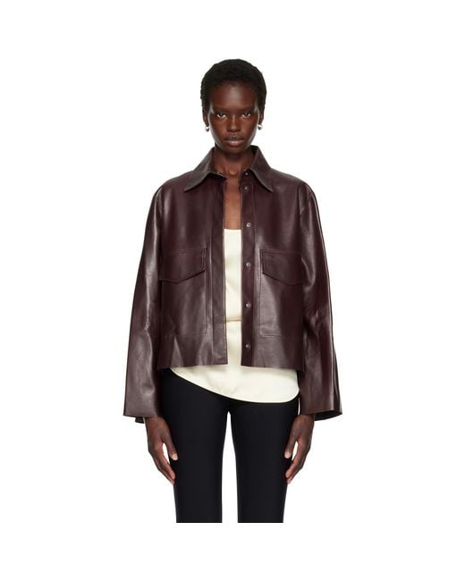 Nour Hammour Brown Darcy Leather Jacket