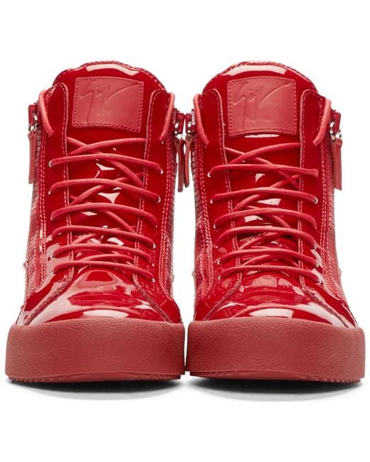 Giuseppe Zanotti Red Patent Leather High top London Sneakers for Men Lyst UK