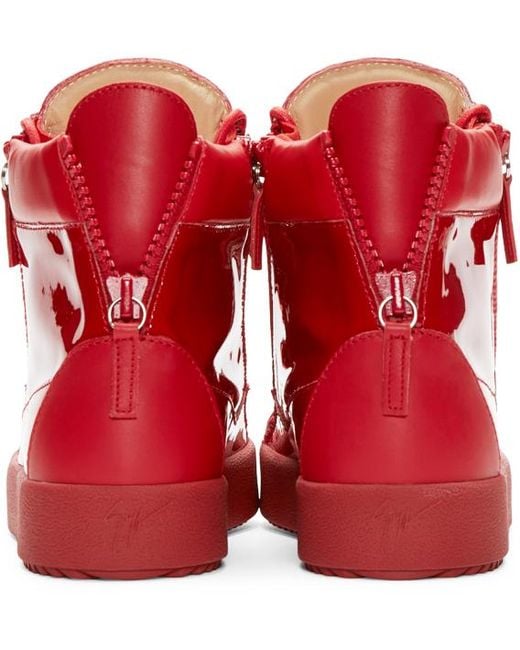 Red patent leather top sale