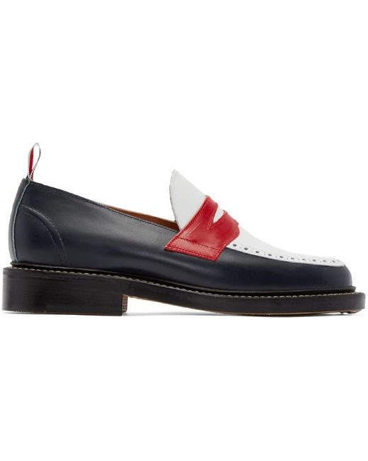 Thom Browne Multicolor Tri-Color Leather Penny Loafers